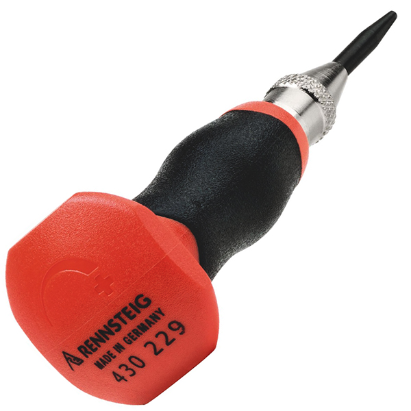 Đột tâm tự động Rennsteig 430 229, tay cầm 2C chống trượt, kích thước 100×30×30 mm, trọng lượng 53 g, cầm chắc chắn.