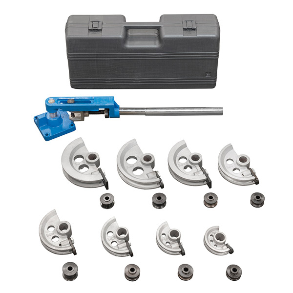 Bộ dụng cụ uốn ống cầm tay Fervi 0723 gồm 8 khuôn uốn.