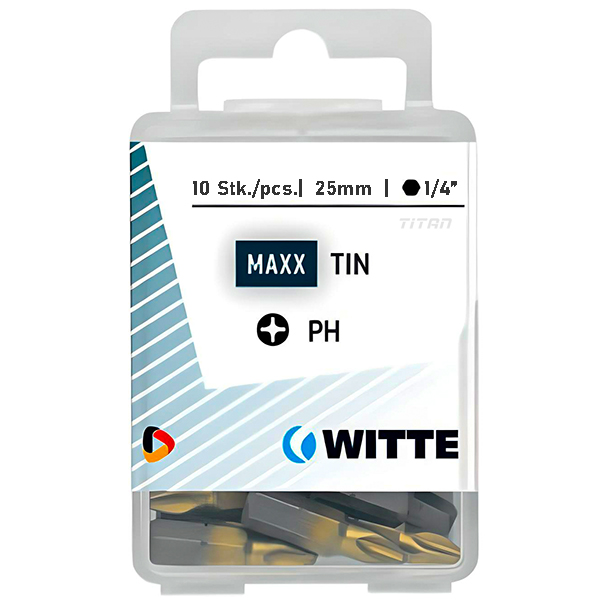 Hộp 10 mũi vặn vít bake PH WITTE 4273x, 25mm, thân lục lăng
