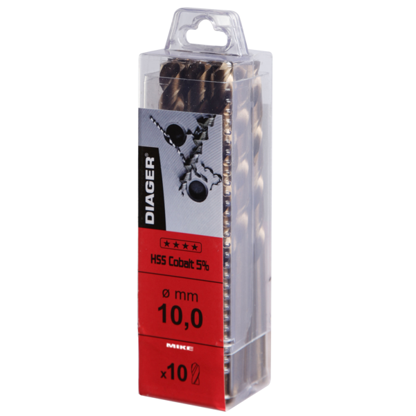 Hộp 10 mũi khoan sắt DIAGER 700 cùng đường kính, chuôi trụ