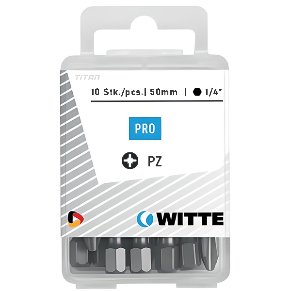 Hộp 10 mũi vặn vít hoa thị PZ WITTE 42754, 50mm thân lục giác