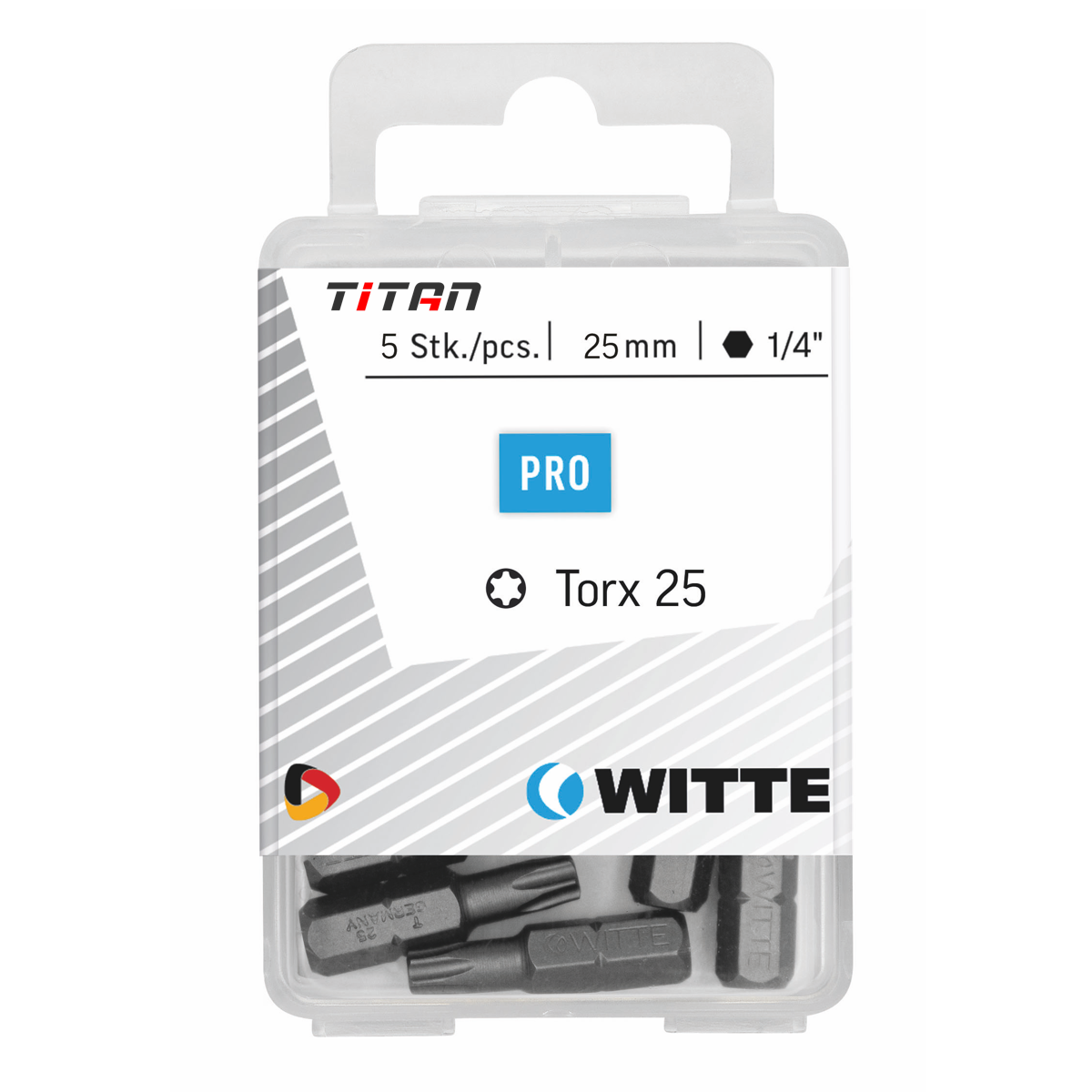 Hộp 5 mũi vít sao TORX dài 50mm, thân lục giác 6.3mm