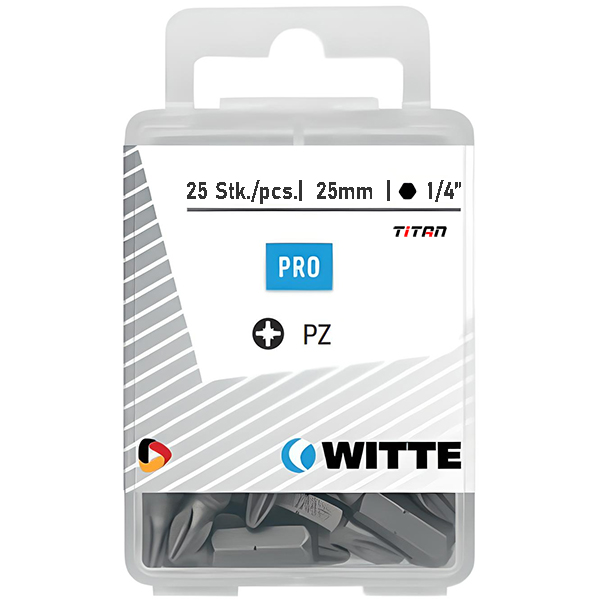 Hộp mũi vặn vít hoa thị PZ WITTE 42704, dài 25mm thân lục lăng