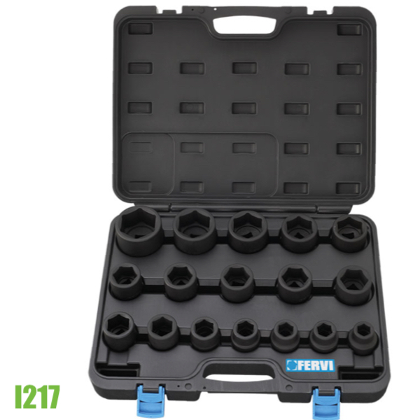 Bộ đầu tuýp đen 17 chi tiết I217, đầu vuông 3/4 inch, nguyên bộ tiêu chuẩn hệ mét