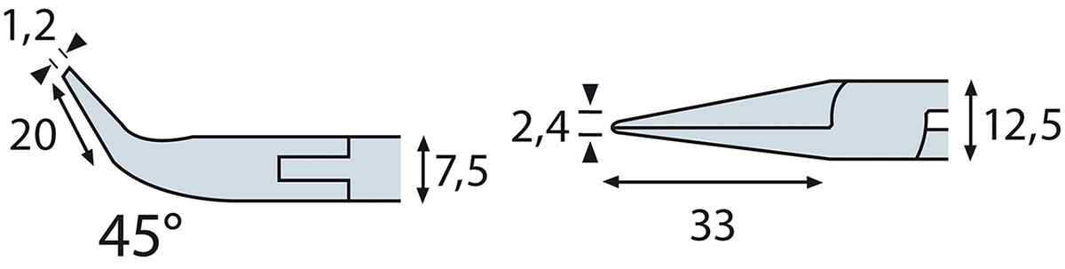 Thông số kỹ thuật kềm mũi nhọn ELORA 4690-MHE, đầu cong 45 độ, chống tĩnh điện