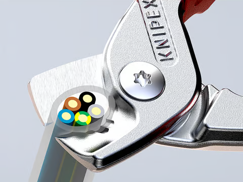 Knipex 95 12 160 cắt cáp nhiều sợi tới 50 mm² và cáp lõi đặc 5 x 4 mm² đồng.