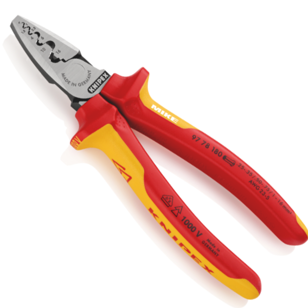 Kìm bấm cos Knipex 97 78 180 – cos ống từ 0.25 đến 16 mm²