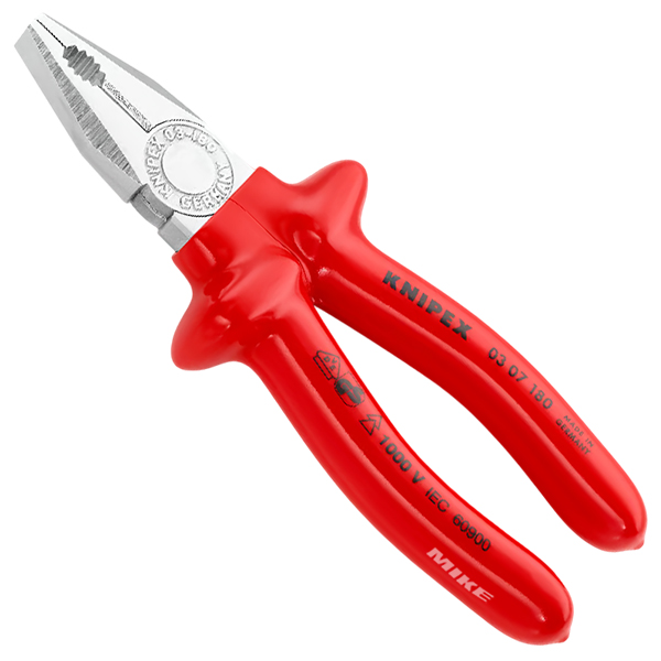 Kìm đa năng Knipex 03 07 180 size 180mm, cán bọc VDE bóng, mạ chrome