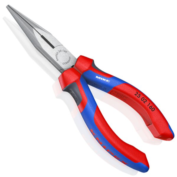 Kìm mũi nhọn có lưỡi cắt Knipex 25 02 160 – Dài 160 mm, tay cộng lực, thép vanadi điện