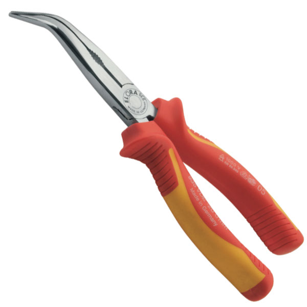 Kìm mỏ nhọn cán cách điện 1000V, đầu cong 45 độ ELORA 935-45