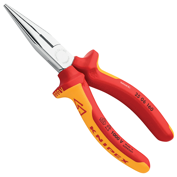 Kìm mũi nhọn Knipex  25 06 160, dài tổng 160mm, có lưỡi cắt và kẹp ở không gian hạn chế