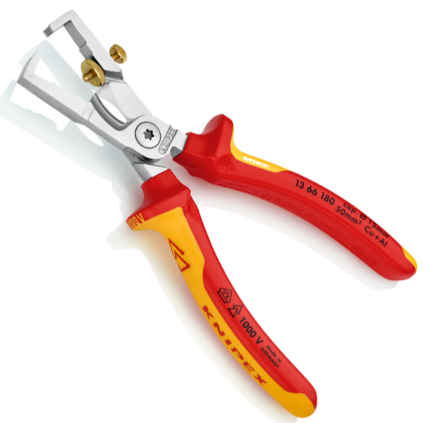 Kìm tuốt cắt dây điện Knipex 13 66 180, cán cách điện 1000V VDE