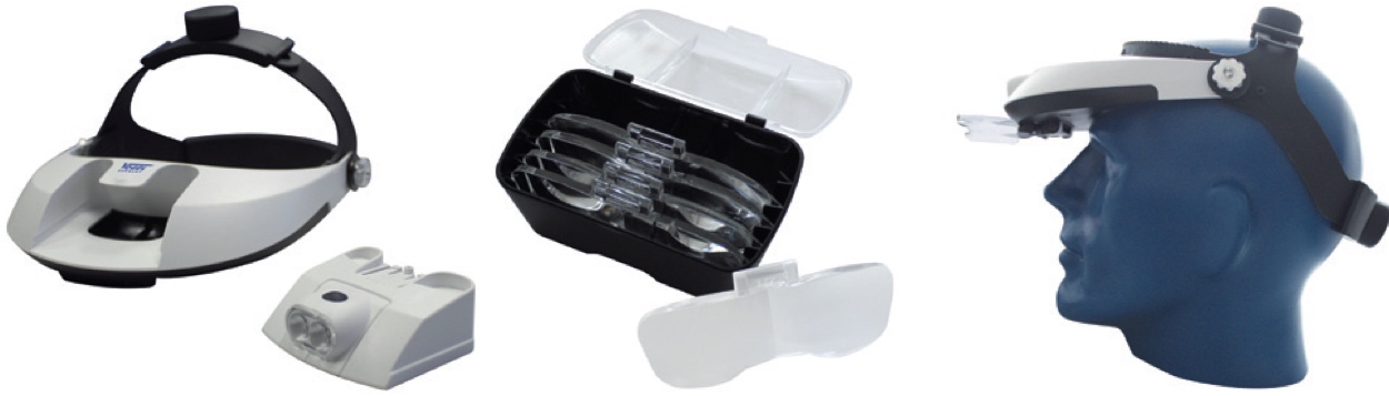 Kính lúp đội đầu có đèn LED chiếu sáng tiêu bản, 5 tròng