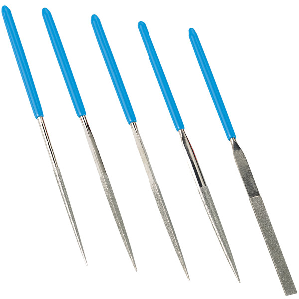 Bộ dũa kim cương 5 cây L012, dài 180mm. Cán nhựa. Fervi Italia