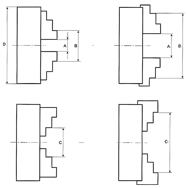 Mâm cặp 3 chấu M049, tự định tâm cho máy tiện 80-400mm
