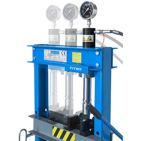 Máy ép thủy lực 20 tấn FERVI P001/20, xylanh chuyển dịch ngang.