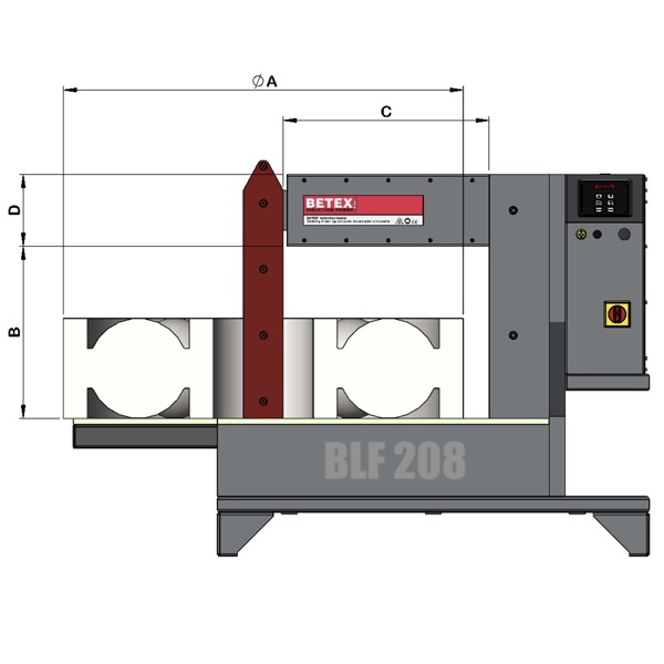 Bản vẽ kích thước máy gia nhiệt vòng bi BETEX BLF 208