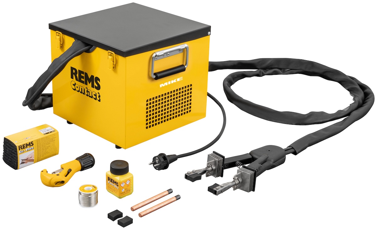 Bộ máy hàn ống đồng REMS Contact Super-Pack hàn mềm điện cho ống Ø 6–54 mm công suất 1750 W