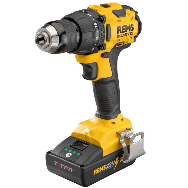 Máy khoan pin REMS Helix 22 VE dùng cho cả gỗ và thép.