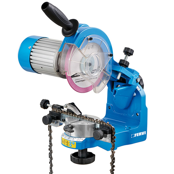 Máy mài lưỡi cưa xích FERVI 0316, chạy điện, kẹp bàn