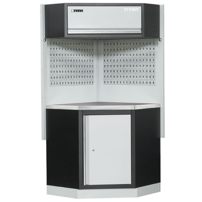 Module góc cho tủ đồ nghề FERVI A008F, mặt bàn bằng inox.