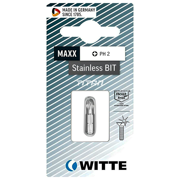 Mũi bake vặn vít inox WITTE 26511, size 25mm chuôi 1/4 inch