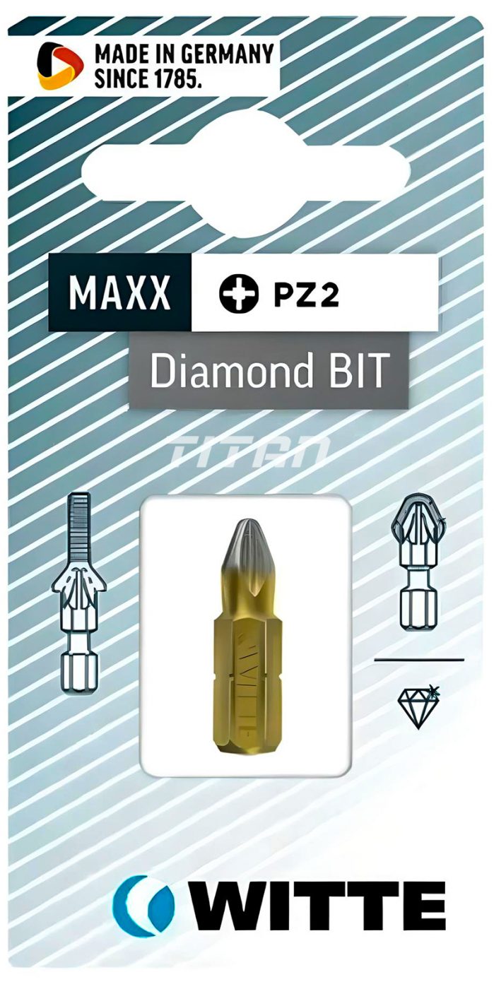 Mũi hoa thị PZ WITTE 26637, phủ kim cương, thân phủ tintan, Germany
