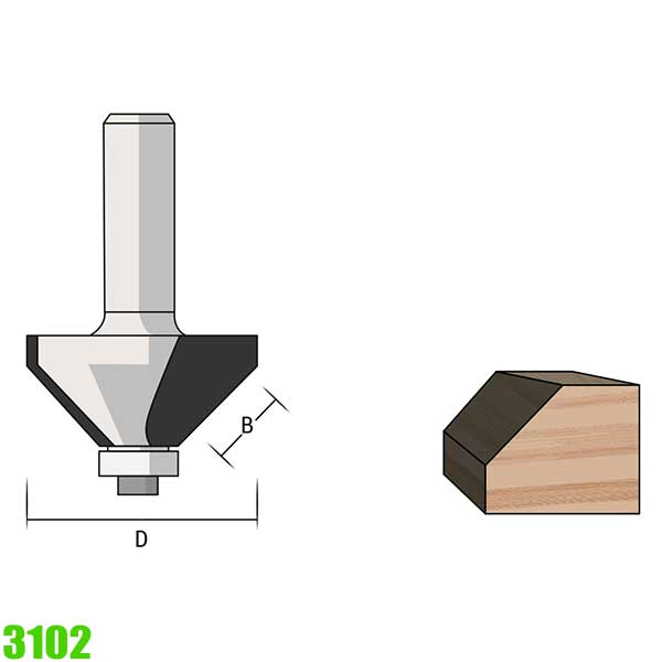 Mũi phay vát mép 15°, hai lưỡi nghiêng carbide FAMAG 3102