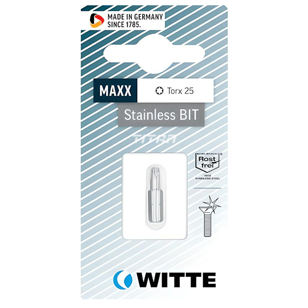 Mũi vặn vít inox đầu sao TORX WITTE 26531,chuôi lục giác 6.3mm