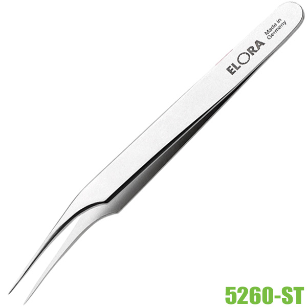 Nhíp gắp linh kiện điện tử mũi nhọn cong ELORA 5260-ST, dài 122mm