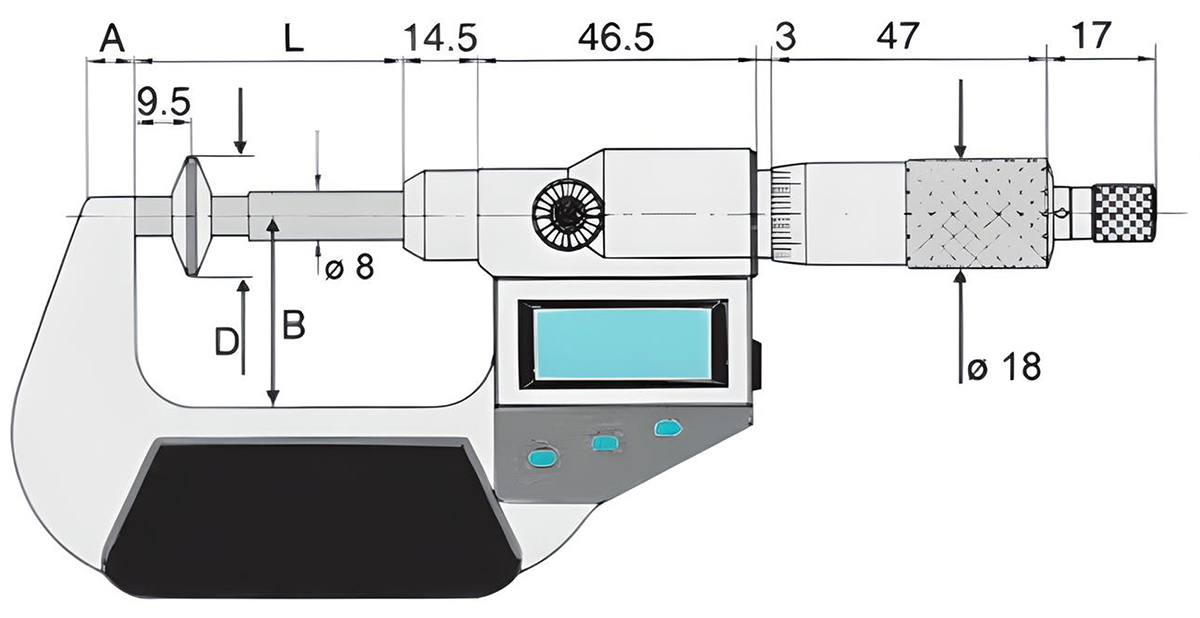 Panme điện tử đo ngoài Vogel Germany 231171, 0-100mm, IP 40<br>Panme điện tử đo ngoài Vogel Germany 231171, 0-100mm, IP 40