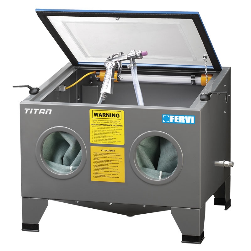 Buồng phun cát để bàn FERVI 0580 có thể tích 95 lít