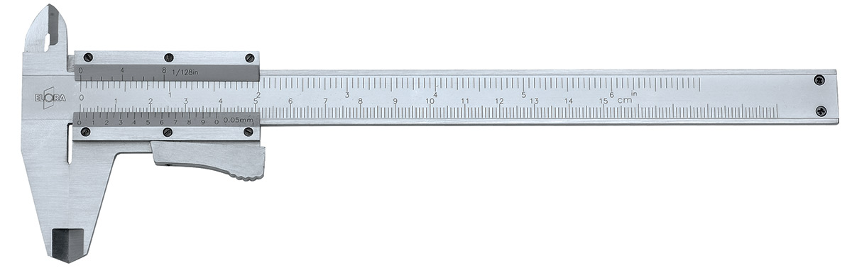 thước cặp cơ hệ mét 150mm, hệ inch 6 inch, ngàm kẹp đôi Elora 1511