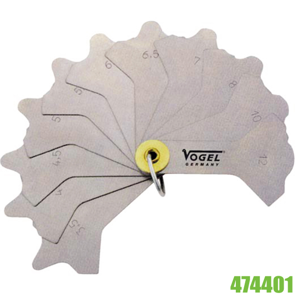 Thước đo mối hàn 12 lá VOGEL Germany 474401, bằng inox