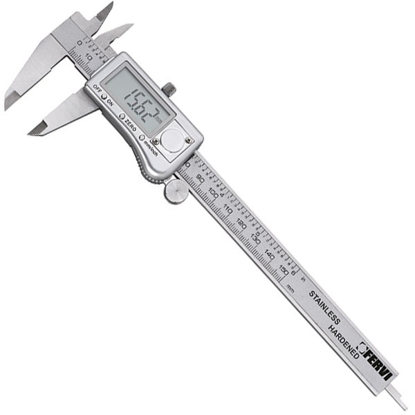 Thước kẹp điện tử FERVI C033-, inox tôi cứng, nhập khẩu từ Italia.