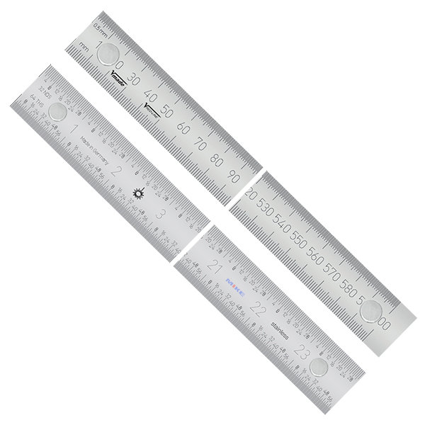 Thước lá bản rộng 1026433, từ tính, vạch chia mm/inch trước sau