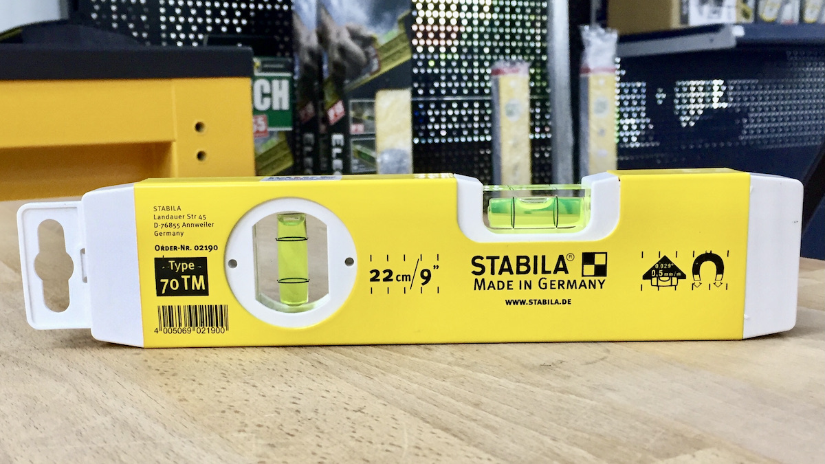 Thươc nivo cân bằng 22cm khung nhôm 2 bọt thủy Stabila 02199