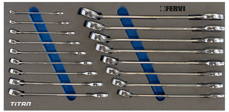 Bộ cờ lê vòng miệng 17 món 6-22mm cho tủ đồ nghề FERVI TM01/002