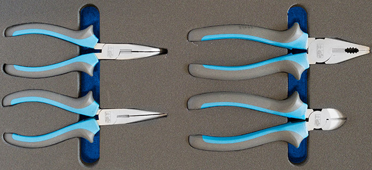 Bộ kìm cho tủ dụng cụ.