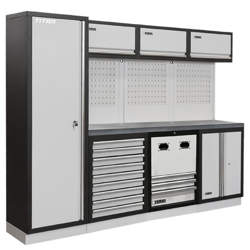 Tủ dụng cụ FERVI A008U gồm 4 module lắp ghép, mặt bàn inox.