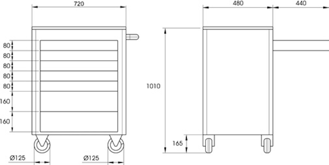 Bản vẽ kích thước tủ đồ nghề ELORA Buddy