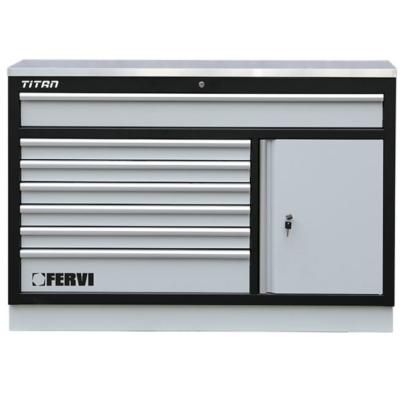 Module tủ kiêm bàn nguội American FERVI A007/21i với mặt bàn inox.