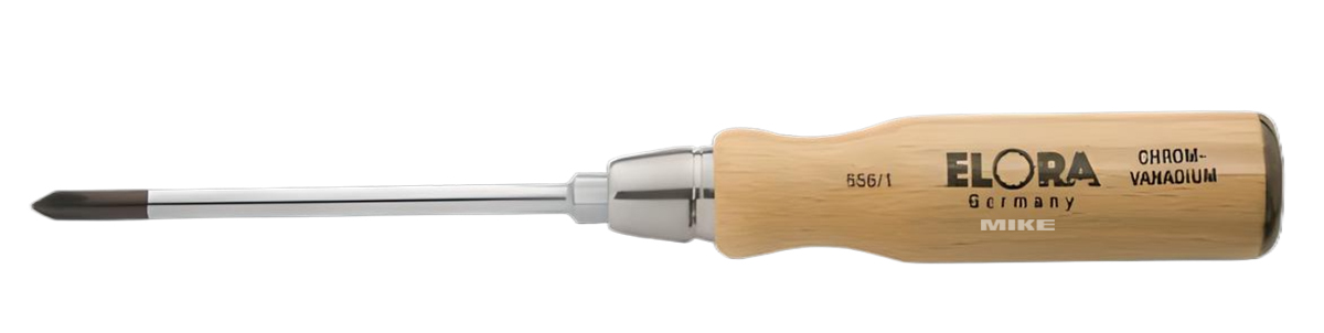 Tua vít 4 cạnh ELORA 656-PH, cán gỗ, thân tròn, gốc lục lăng