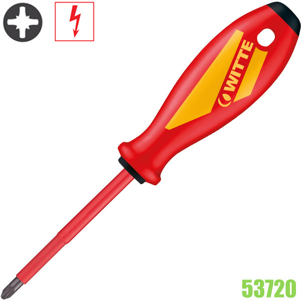 Tua vít hoa thị cách điện VDE 1000V 5372x, PZ0-PZ4 chuẩn ISO 8764 WITTE