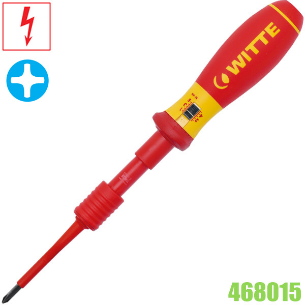 Tua vít lực 1-5Nm WITTE 468015 cách điện 1000V, kèm mũi PH2