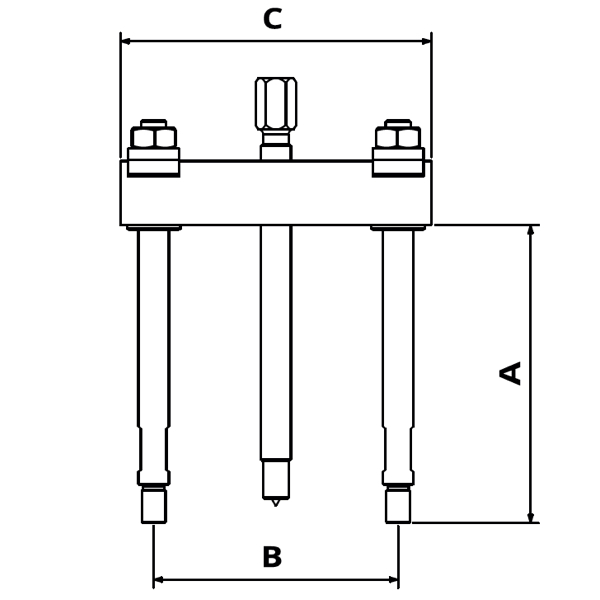 hình chiếu đứng thanh counter support MP65 BETEX