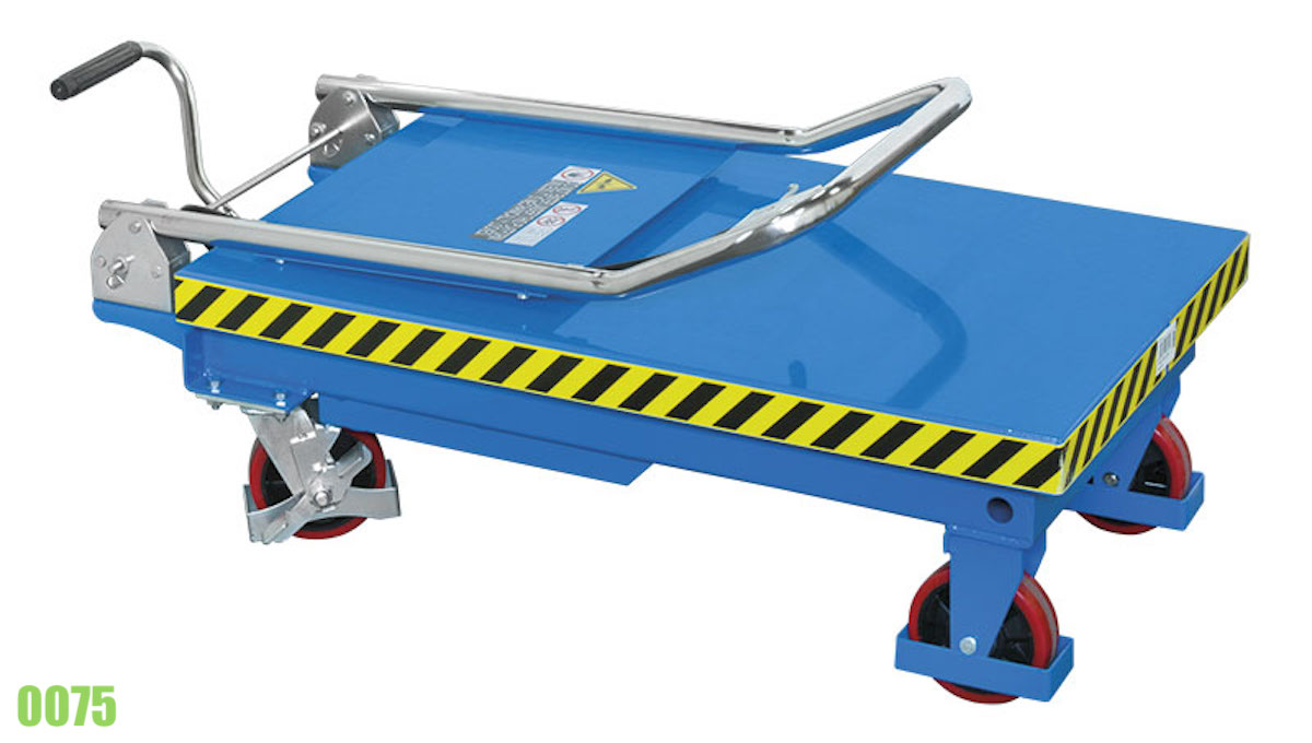 Xe nâng đẩy tay bằng thủy lực xếp gọn lại.