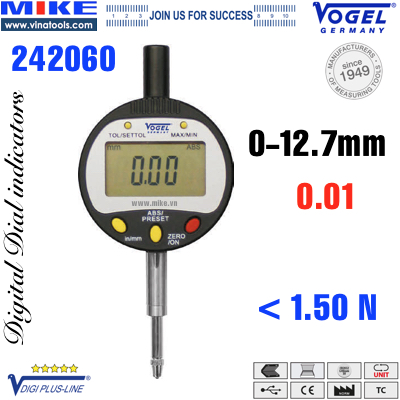 Đồng hồ so điện tử 0-12.7mm x 0.01mm, Precision Digital Dial Indicator. Vogel Germany.