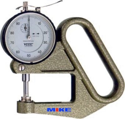 Đồng hồ đo độ dày 0-10 mm ±0.1mm, vật liệu tấm, phôi thép, cao su. Vogel Germany.