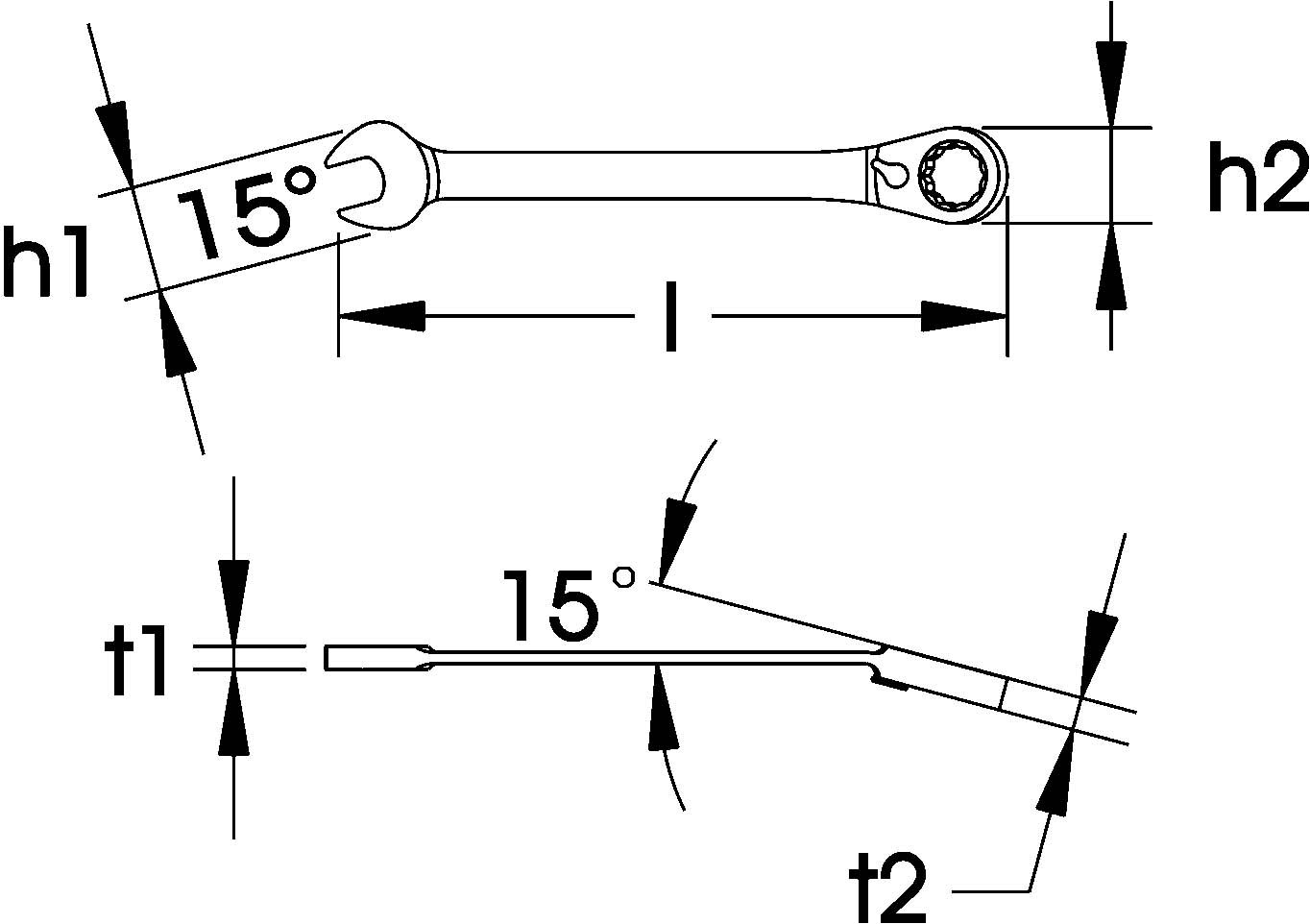 Cờ lê tự động 17mm ELORA 204-J17, loại nẫy gạt, đầu vòng tự động